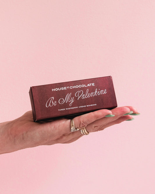 Three Piece Raspberry Creme Dark Chocolate Bonbons