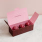 Three Piece Raspberry Creme Dark Chocolate Bonbons